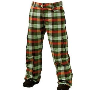 BURTON CARGO STOW PLAID SKI PANTS
